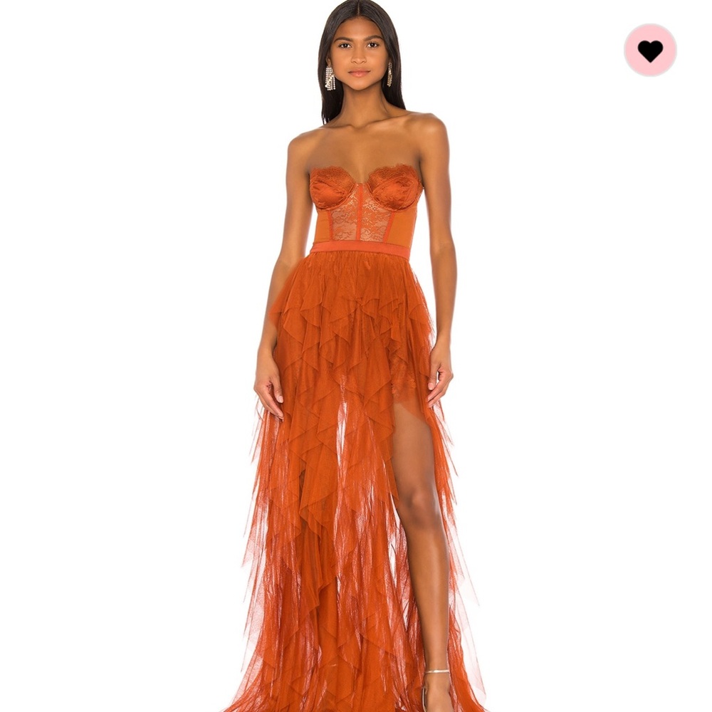 For Love And Lemons Orange Asymmetrical Maxi Skirt